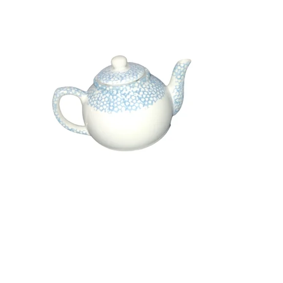 NWOT Vintage 90s Blue Heart Pattern Teapot - Picture 2 of 7